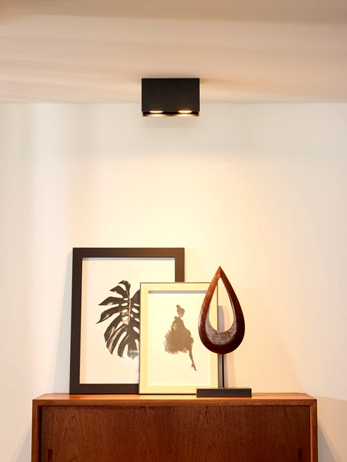 Lucide BODI - Plafondspot - 2xGU10 - Zwart - sfeer 1